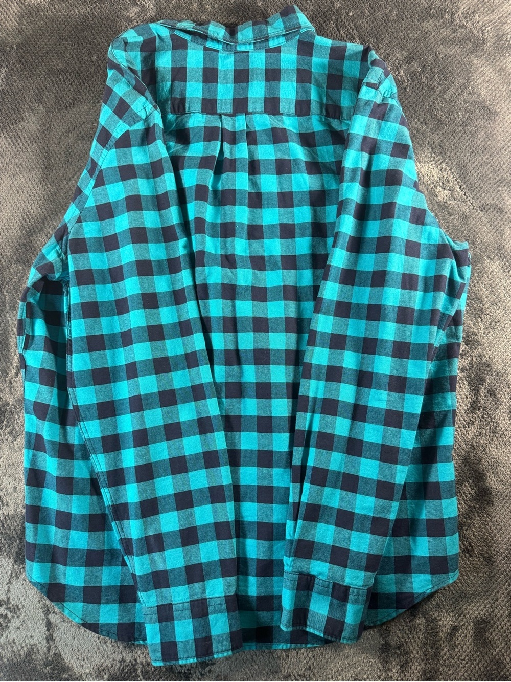 Teal and black buffalo check long-sleeve button-up shirt American Eagle large - Picture 2 of 4